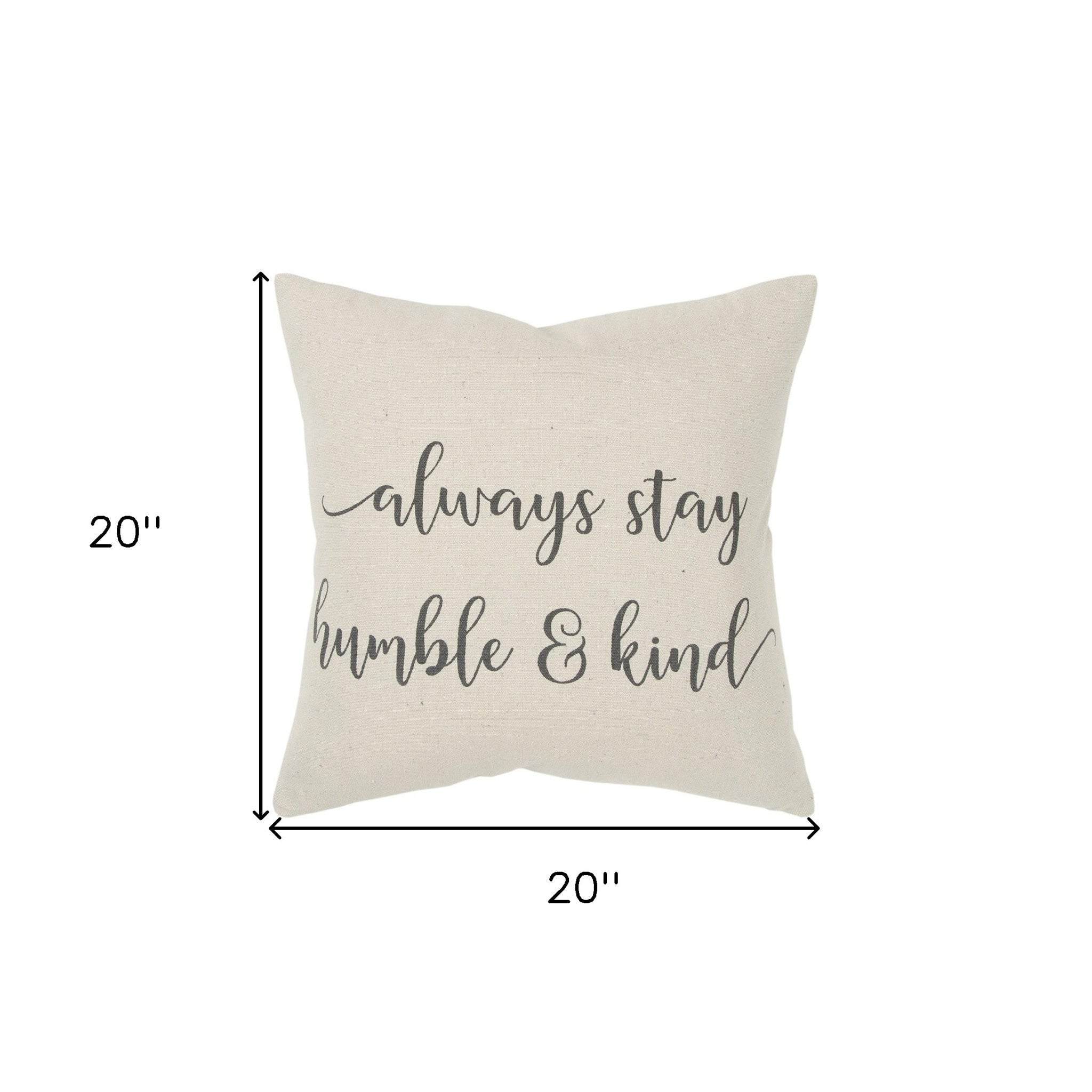 Gray Cream Humble and Kind Throw Pillow