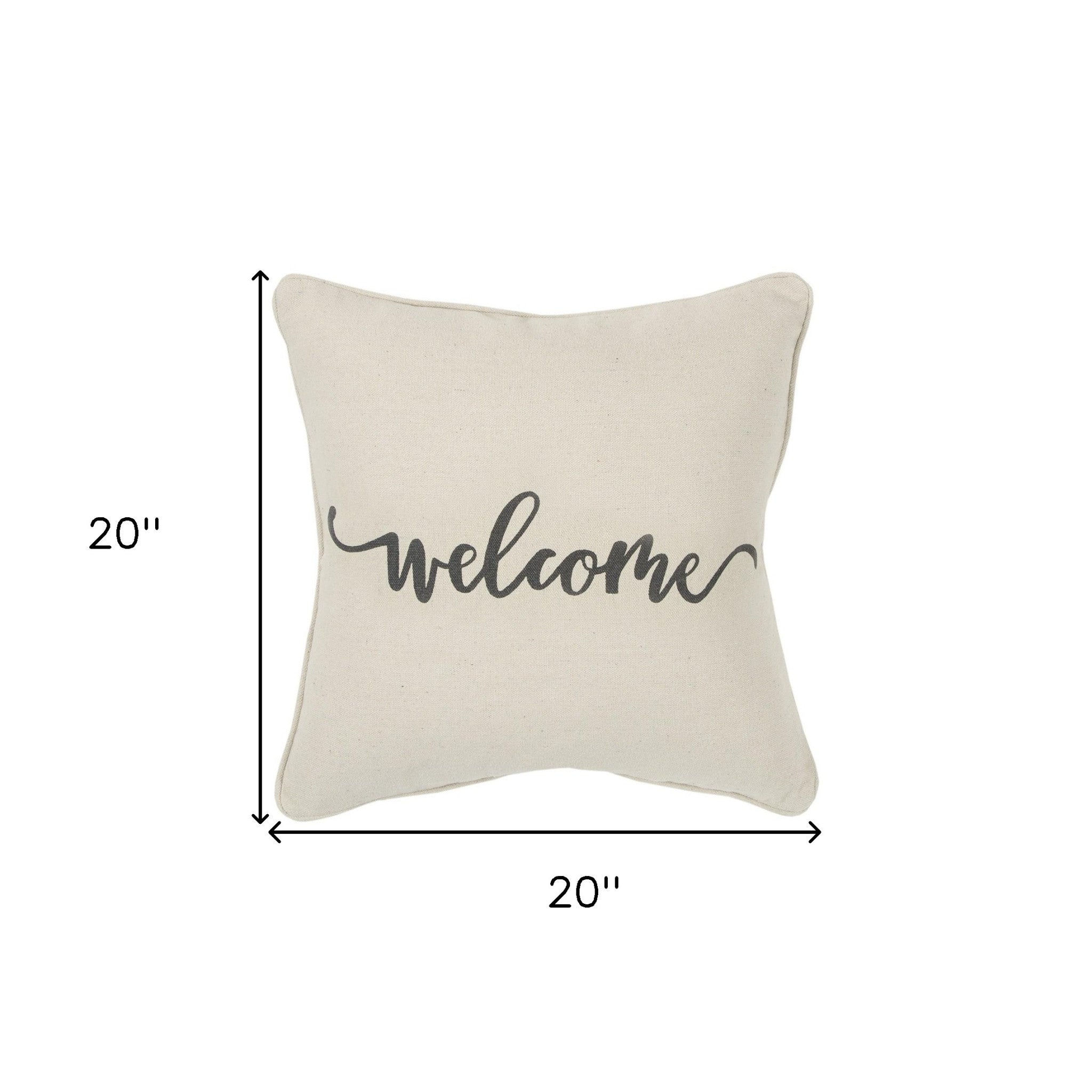 Gray Cream Welcome Decorative Throw Pillow