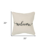 Gray Cream Welcome Decorative Throw Pillow