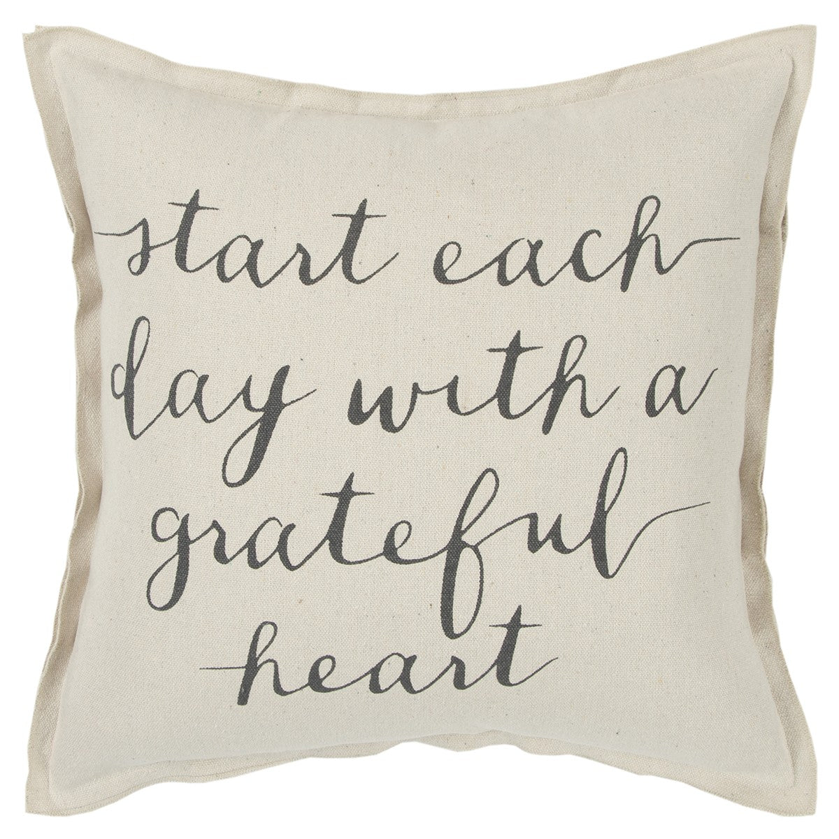 Gray Cream Grateful Heart Decorative Throw Pillow