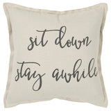 Gray Cream Stay Awhile Decorative Throw Pillow