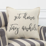 Gray Cream Stay Awhile Decorative Throw Pillow