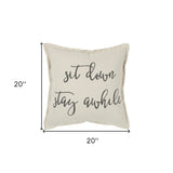 Gray Cream Stay Awhile Decorative Throw Pillow