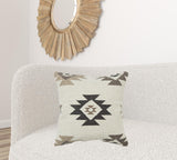 Cream Beige Classic Ikat Pattern Throw Pillow