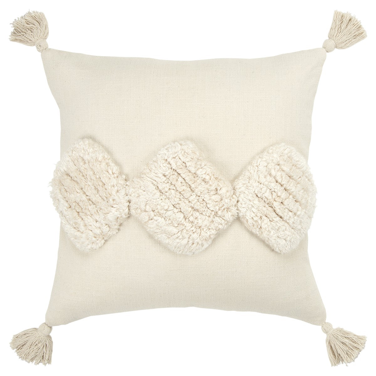 Beige Textured Diamond Trio Throw Pillow