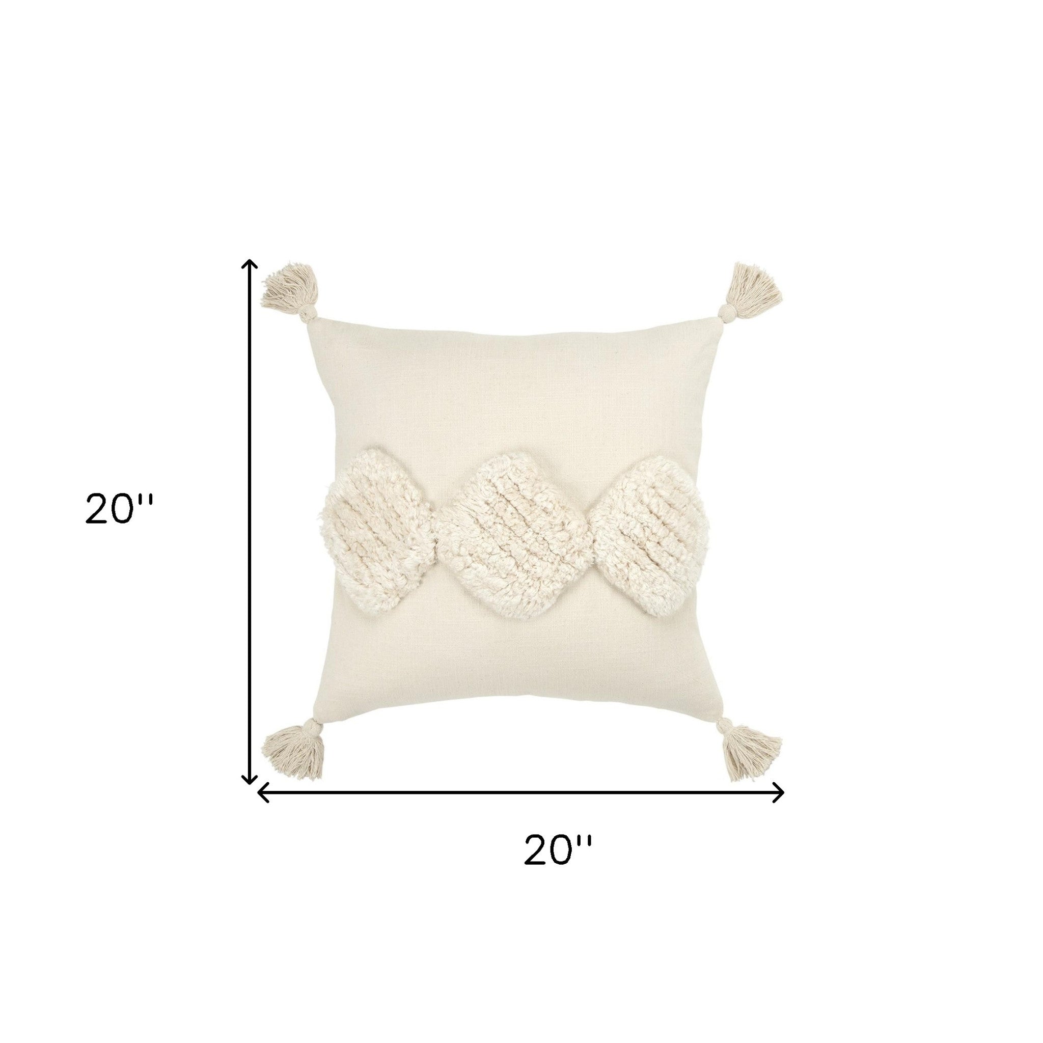 Beige Textured Diamond Trio Throw Pillow