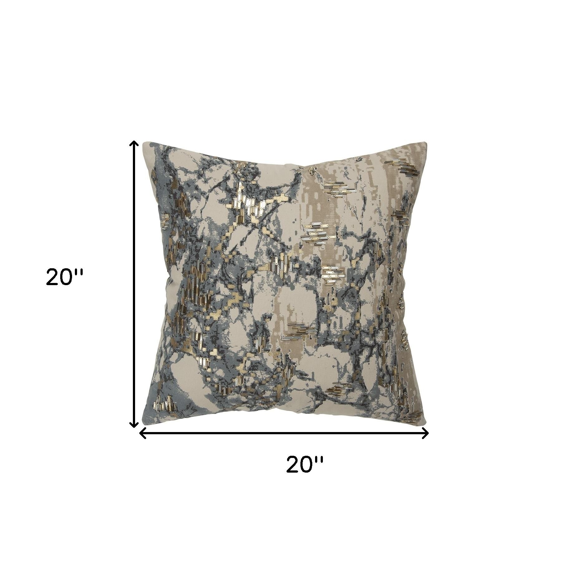 Natural Taupe Marbled Pattern Throw Pillow