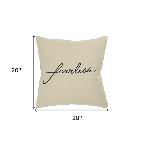 Black Taupe Canvas Fearless Throw Pillow