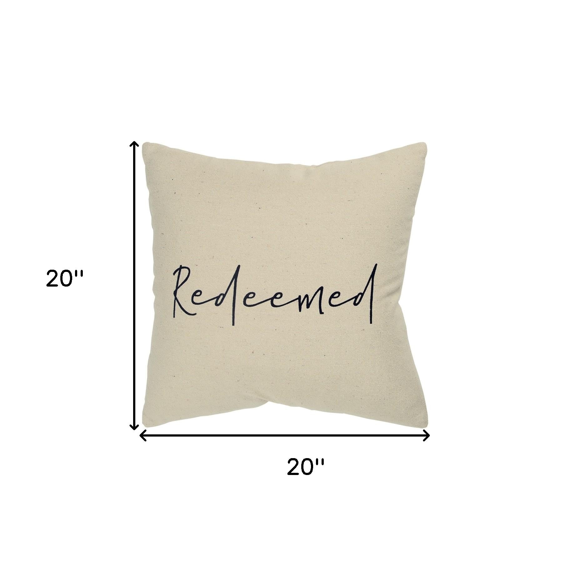 Black Taupe Canvas Redeemed Throw Pillow