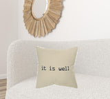 Black Taupe Canvas It Is Well Throw Pillow