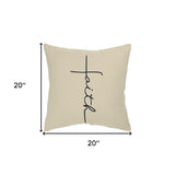 Black Taupe Canvas Faith Throw Pillow