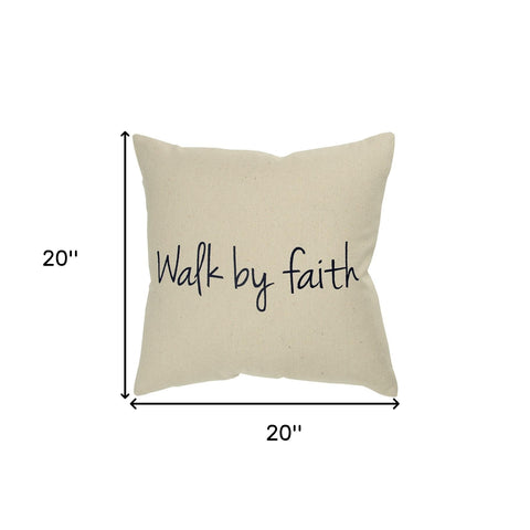 Black Taupe Canvas Walk by Faith Throw Pillow