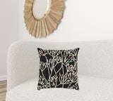 Black Cream Impressionistic Branch Throw Pillow