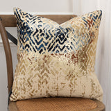 Beige Navy Distressed Retro Modern Throw Pillow