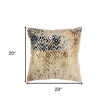 Beige Navy Distressed Retro Modern Throw Pillow