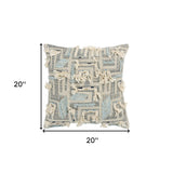 Gray Blue Appliqued Maze Modern Throw Pillow