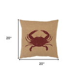 Tan Brown Distressed Crab Throw Pillow