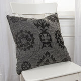 Gray Floral Pattern Jacquard Woven Throw Pillow