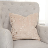 Blush Pink Floral Textured Reversible Throw Pillow