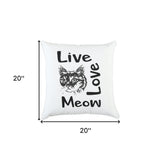 Black and White Live Love Meow Throw Pillow