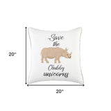 White Beige Chubby Unicorn Throw Pillow