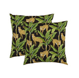 Set of Two 22" X 22" Green and Black Indoor Outdoor Throw Pillow Cover & Insert