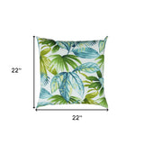 Set of Two 22" X 22" Blue and Green Indoor Outdoor Throw Pillow