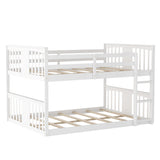 White Classic Full Over Full Bunk Bed with Ladder