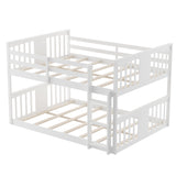 White Classic Full Over Full Bunk Bed with Ladder