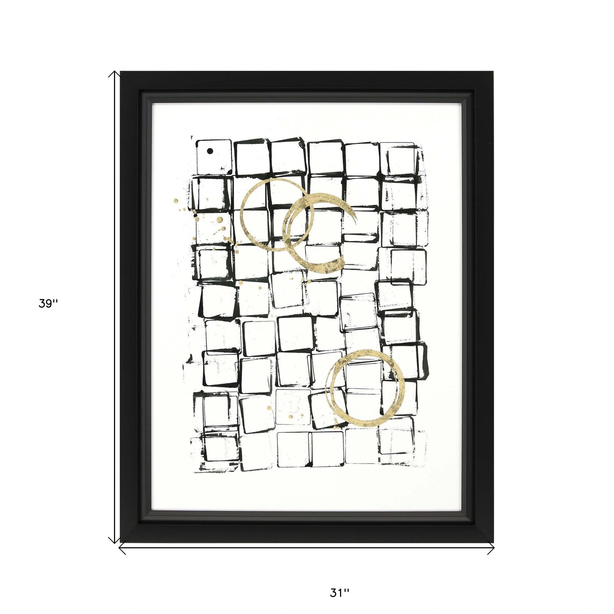 Necessary Objects Black White and Gold Abstract Black Shadowbox Print Wall Art