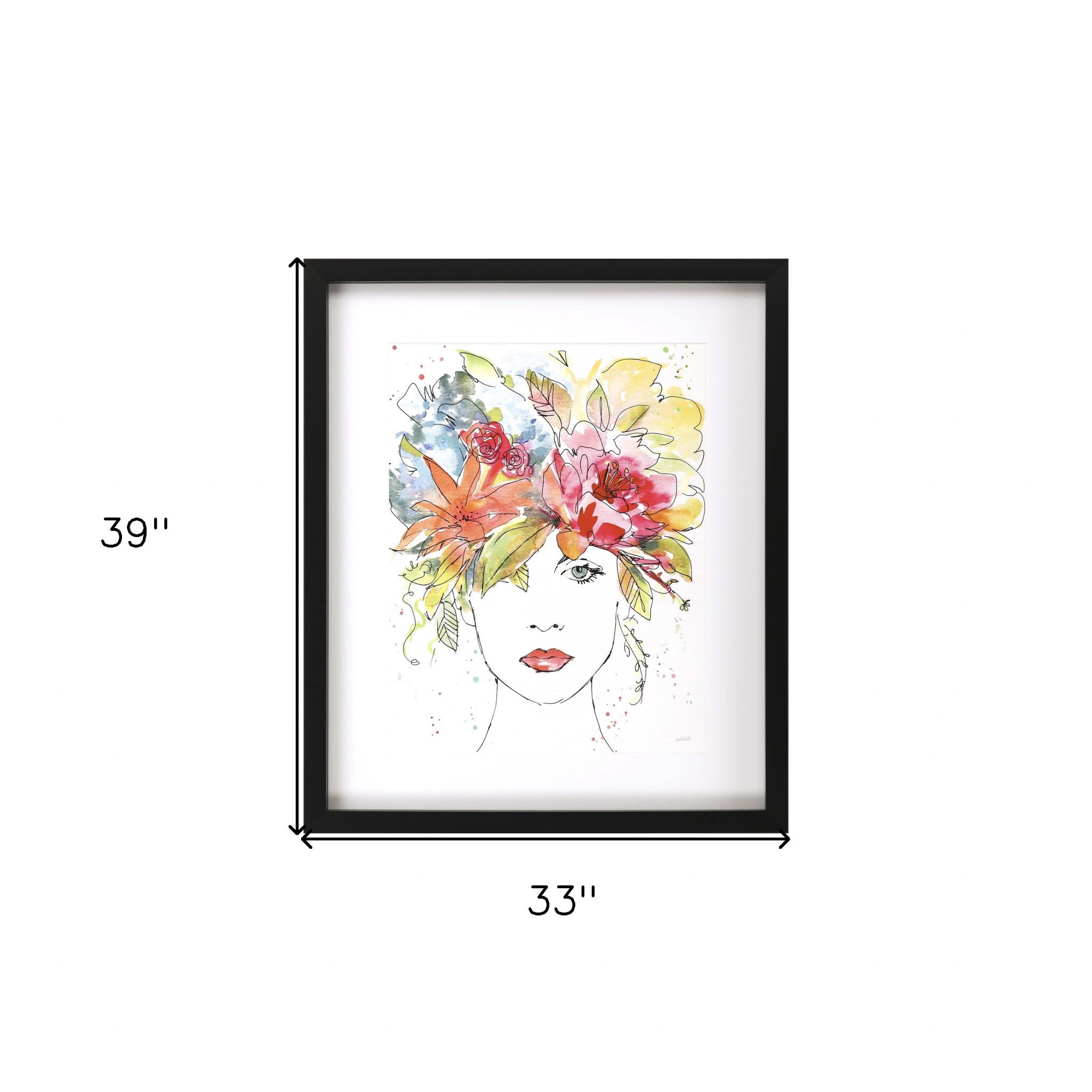 Floral Figure I Lady Blossoms Black Shadowbox Print Wall Art