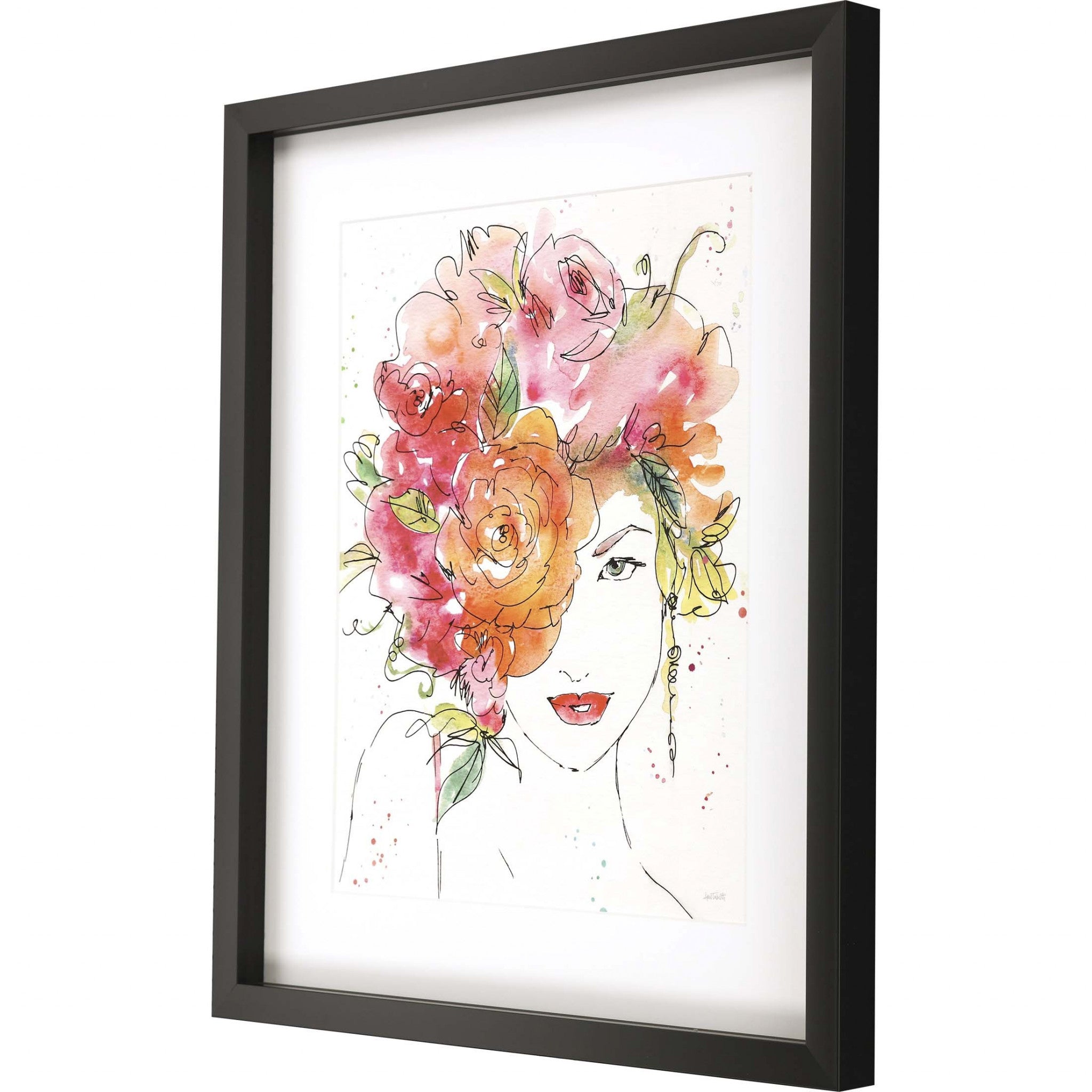 Floral Figure II Lady Blossom Black Shadowbox Print Wall Art