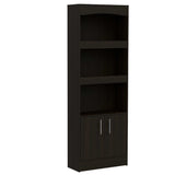 71" Light Gray Three Tier Bookcase with Two doors