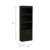 71" Light Gray Three Tier Bookcase with Two doors