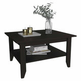 32" Black Coffee Table With Shelf