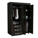 Black Tall Four Door Closet Wardrobe