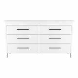 59" White Six Drawer Double Dresser