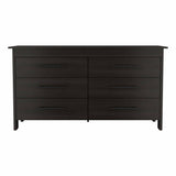 58" Black Six Drawer Double Dresser