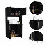 Modern Black  Kitchen Cabinet with Two Storage Shelves