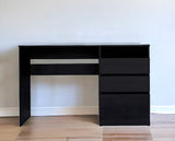 47" Black Computer Desk With Three Drawers