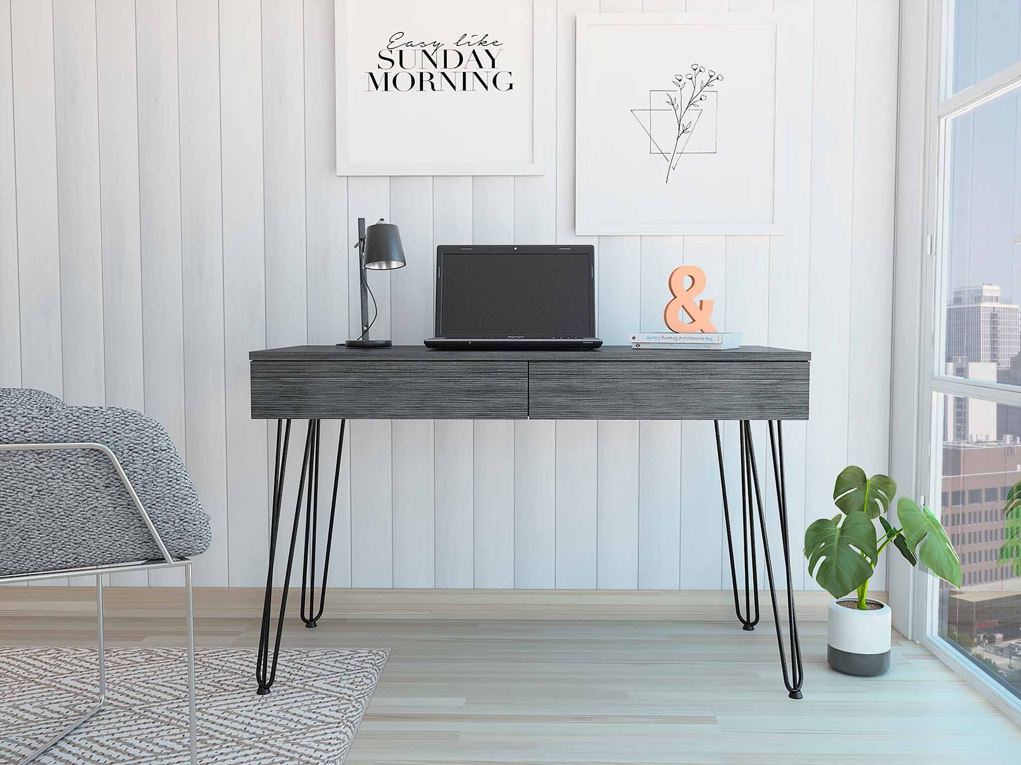 47" Gray and Black Computer Desk