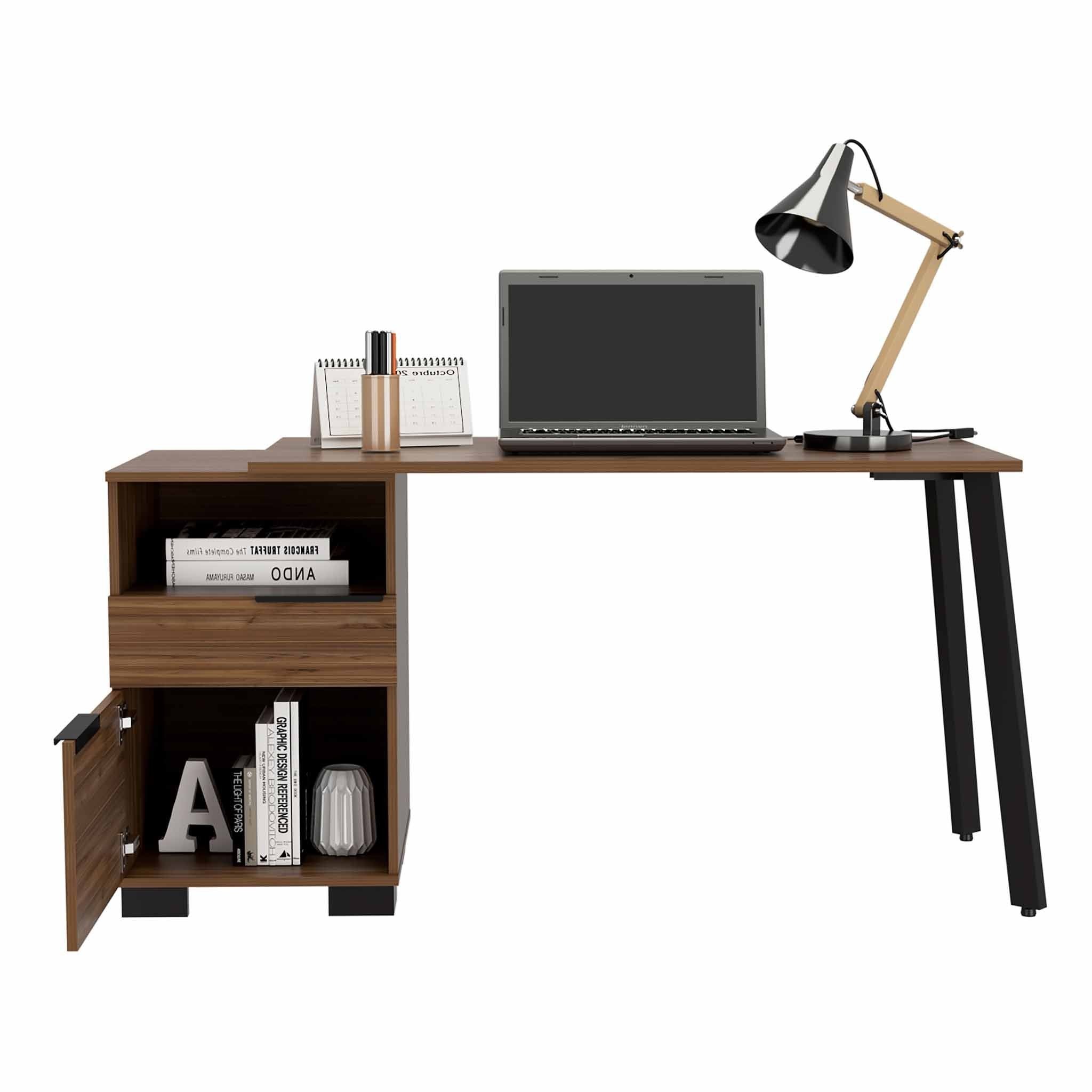 56" Brown and Black Computer Desk
