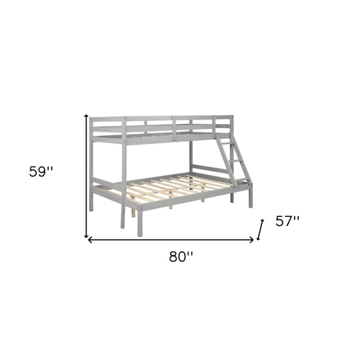 Gray Twin Size Full Size Bunk Bed