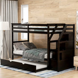 Brown Twin Over Twin Bunk Bed with Trundle