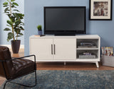 64" White Mahogany Solids & Veneer Open shelving TV Stand