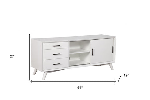 64" White Mahogany Solids Okoume And Veneer Open Shelving TV Stand