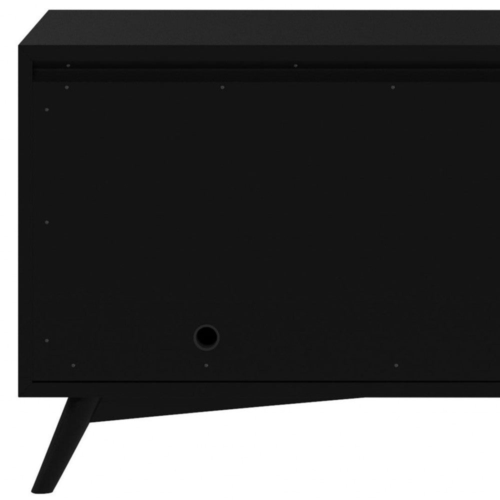 64" Black Mahogany Solids Okoume And Veneer Open Shelving TV Stand