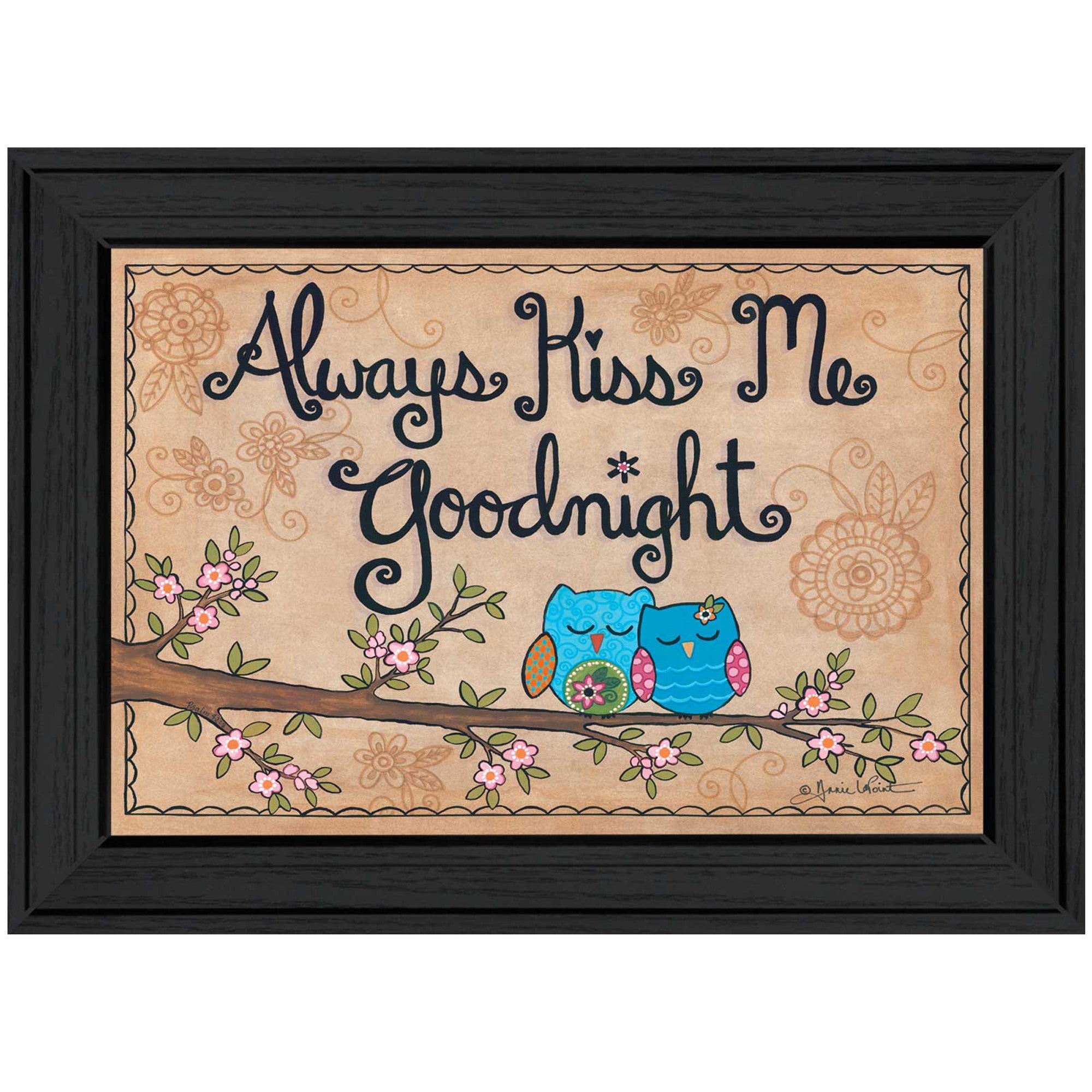 Always Kiss Me Good Night Black Print Wall Art