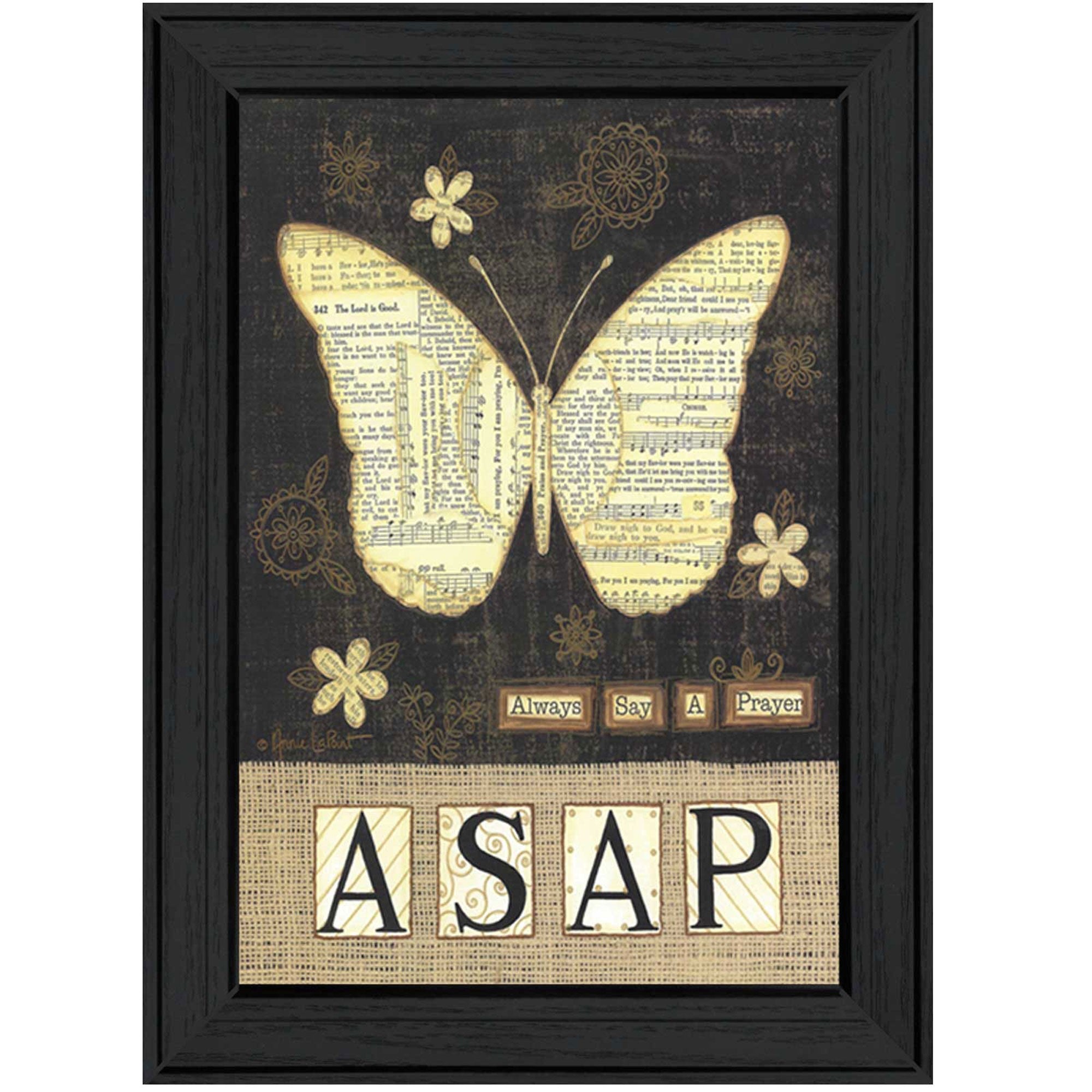 Always Say A Prayer Black Framed Print Butterfly Wall Art