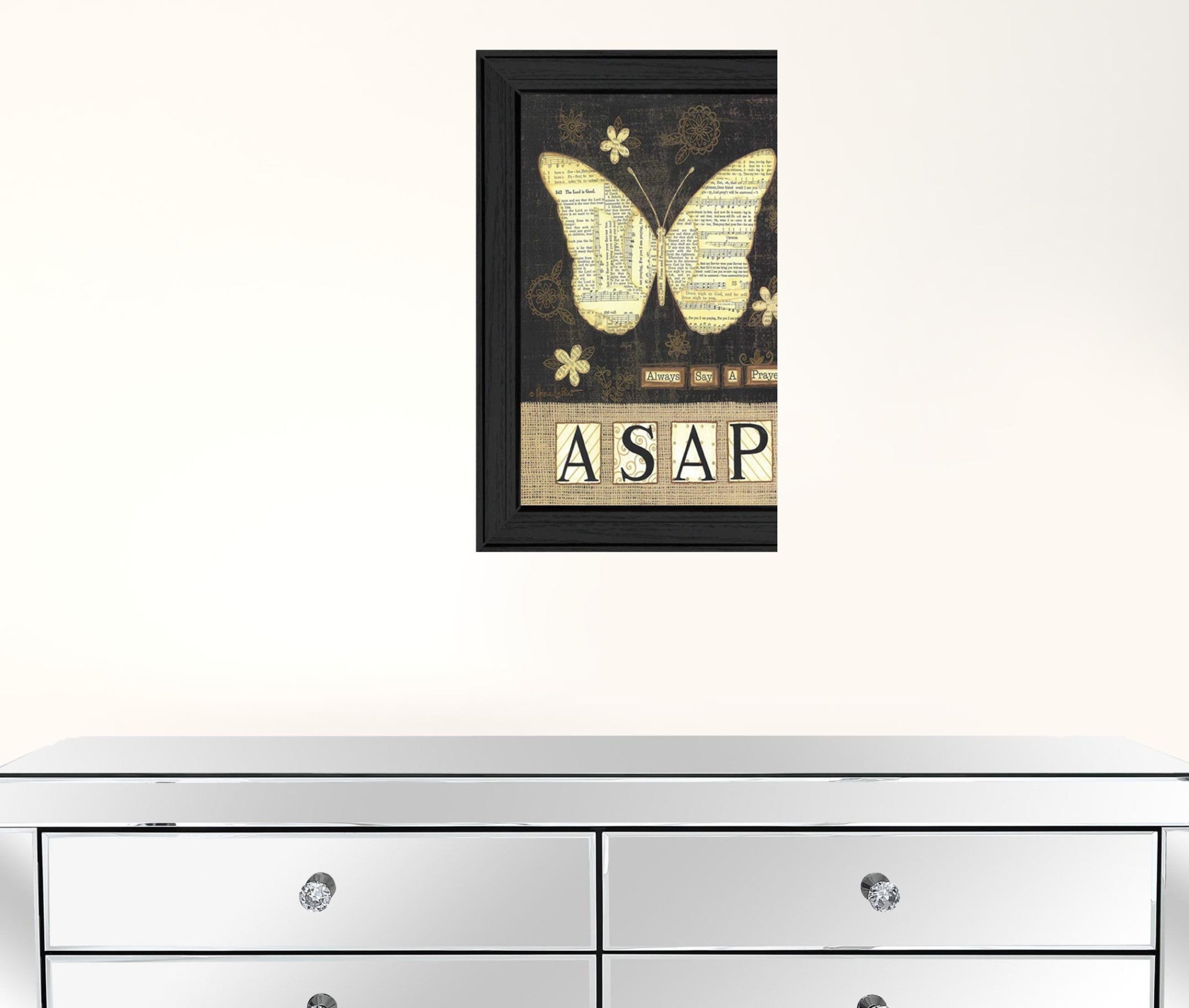 Always Say A Prayer Butterfly Black Print Wall Art